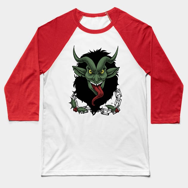 Krampus Baseball T-Shirt by extinctinks